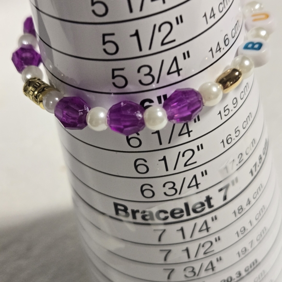 Buzzin Kids Beaded Bracelet - Purple and Gold - Picture 3 of 7